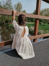 Boho jurk van mousseline sterbloemen naturel