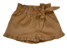 Linnen ruffleshort camel