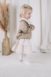 Oversized sweater met rufflekraag taupe