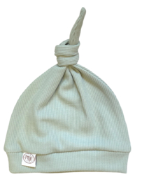 Knoopmutsje ribtricot vintagegroen