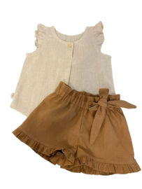 Linnen hemdje met ruffles naturel