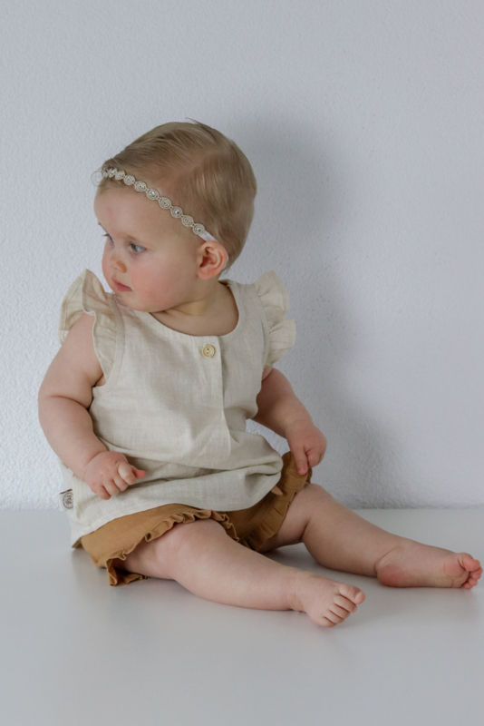 Linnen hemdje met ruffles naturel Linnen tops PiGjE