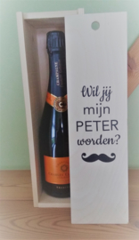 Houten wijnkist - Wil jij mijn peter zijn?