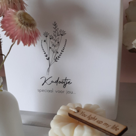 Geschenkdoos - Liefste Meter -  met kaarsje en droogbloemen