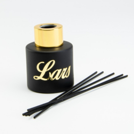 Zwart parfumflesje cylinder - gouden dopje