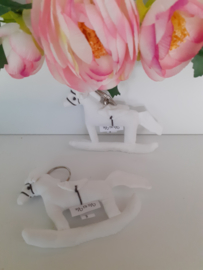 Sleutelhanger schommelpaardje - wit