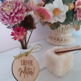Geschenkdoos - Liefste Meter -  met kaarsje en droogbloemen