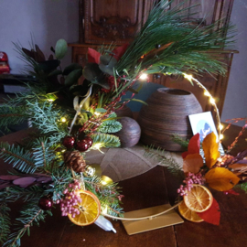 Workshop Flowerhoop met droogbloemen en  kerstlichtjes