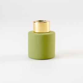 Zijdegroen parfumflesje cylinder - gouden dopje