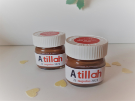 Mini nutella met gepersonaliseerde sticker