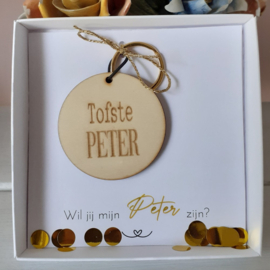 Doosje Wil jij mijn Peter zijn? -  gepersonaliseerde sleutelhanger