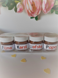 Setje 4 gepersonaliseerde mini nutella potjes