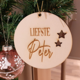 Houten kerstbal - Liefste Peter