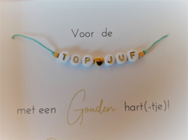 Geschenkdoosje Top Juf -  gepersonaliseerde armband