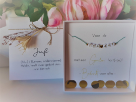 Geschenkdoosje Top Juf -  gepersonaliseerde armband