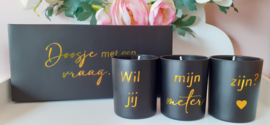 Set van 3 geurkaarsen (zwart) - Wil jij mijn meter zijn?