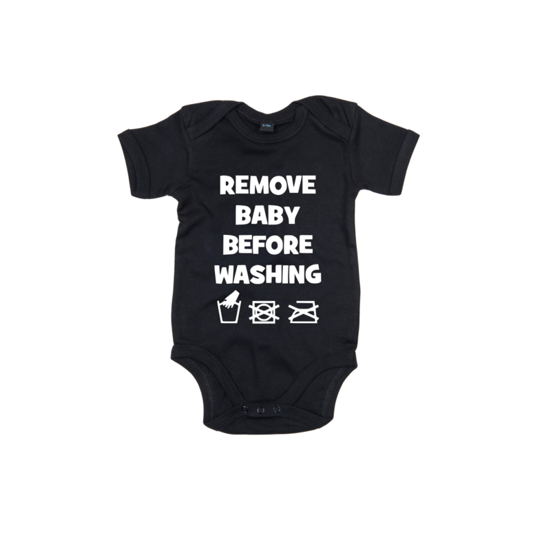Goede Baby romper Remove baby before washing (Kleur opdruk: Zilver FF-92