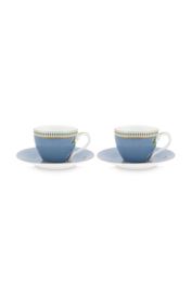 Cadeauset 2 Espressokop & Schotels Blue (120 ml.) - Pip Studio La Majorelle