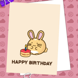 Kaart 'Happy Birthday' Bunny Cake - Fuzzballs