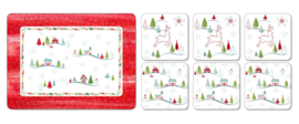 6 Placemats & 6 Onderzetters - Pimpernel Christmas Wish