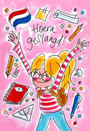 Wenskaart Hoera Geslaagd! Blond Amsterdam