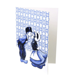 Wenskaart Kus Heinen Delfts Blauw
