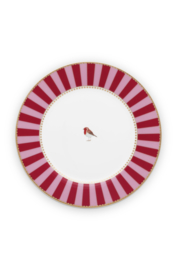 Ontbijtbord Red Pink Stripes Love Birds - Pip Studio