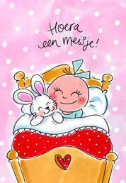 Wenskaart Hoera, een meisje! Blond Amsterdam