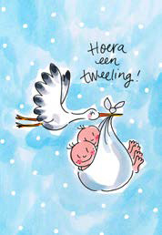 Wenskaart Hoera, een tweeling! Blond Amsterdam