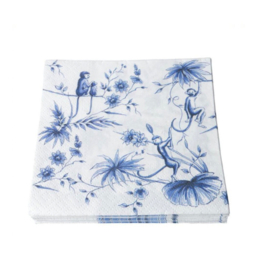 Servetten Aapjes Heinen Delfts Blauw