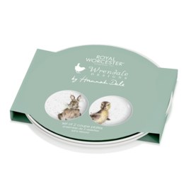 2 Gebaksborden Bunny & Duckling - Wrendale Designs