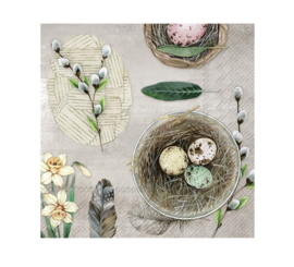 Cocktail Servetten Eggs & Feathers Nature Ihr