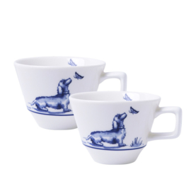 Set Espressomokjes Dachshund Nhaan - Heinen Delfts Blauw