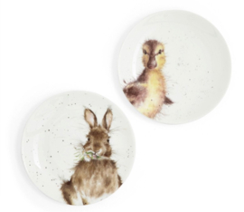 2 Gebaksborden Bunny & Duckling Wrendale Designs