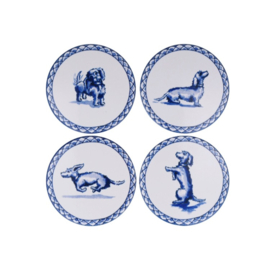 4 Onderzetters Teckel Nhaan Heinen Delfts Blauw