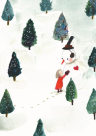 Ansichtkaart Snowman Love - Ping He Art