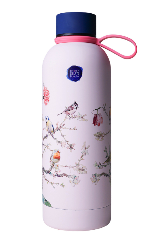 Thermosfles Bosvogels Roze Heinen Delfts Blauw
