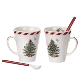 Set 2 Mokken & Lepels Peppermint Christmas Tree - Spode