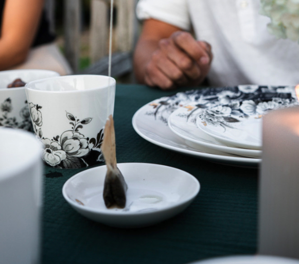 Theezakhouder Avondbloem Heinen Delfts Blauw