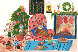 Ansichtkaart Christmas House - Ping He Art