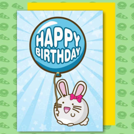 Kaart 'Happy Birthday' Balloon Bunny' - Fuzzballs