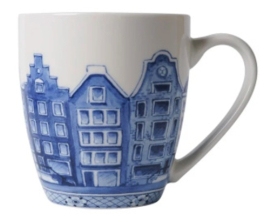 Koffiemok Grachtenpanden Heinen Delfts Blauw