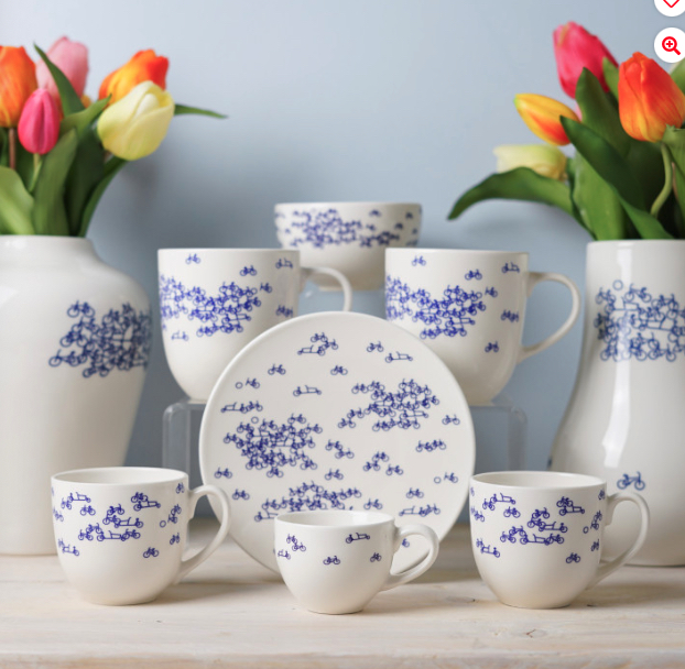 Gebaksborden de blauwe fiets Heinen Delfts Blauw