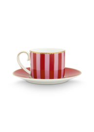 Espressokop & Schotel Love Birds Red Stripes Pip Studio