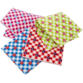 6 Aanrechtdoekjes Gingham & Flower Rood/Groen - Rice