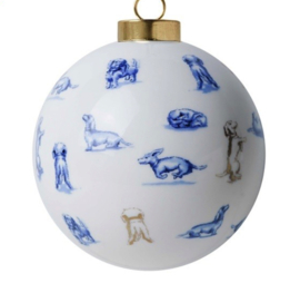 Kerstbal Teckel Nhaan Heinen Delfts Blauw