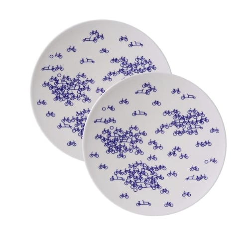 Gebaksborden de blauwe fiets Heinen Delfts Blauw