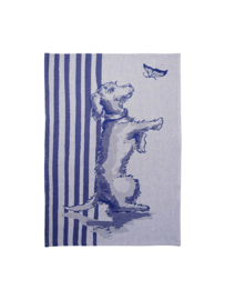 Theedoek Teckel Nhaan Streep Heinen Delfts Blauw