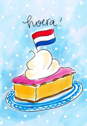 Wenskaart Hoera! Tompouce Blond Amsterdam
