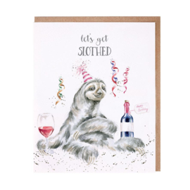 Verjaardagskaart 'Let's Get Slothed' - Wrendale Designs